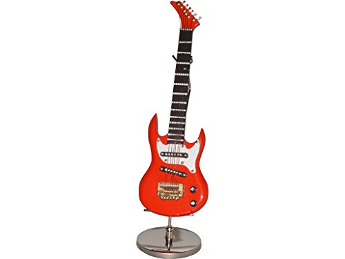 Madelcar Miniatura Guitarra ELECTRICA ROJA Madera C/Stand H:15CM