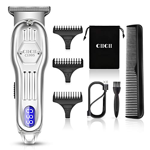 Máquina Cortar Pelo Profesional, CIICII Recortadora Barba y Cortapelos Profesional T-Outliner (8Pcs Inalámbrico/T-Blade/Recargable/Pantalla LCD) Kit de corte de barba para el peluquero del hogar DIY