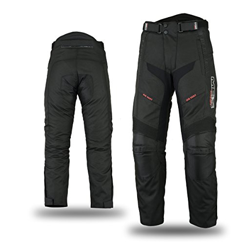 MBSmoto MP51 Roader motocicleta Scooter Cruiser Touring impermeable a prueba de viento textil Cordura pantalón negro (grande)