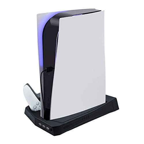 Mcbazel Vertical Cargadores Estar Con puertos USB para PS5 DE/UHD Console/ DualSense Wireless Controllerscon Ventiladores de Refrigeración Mcbazel Vertical Cargadores Estar Con puertos USB para PS5 DE/UHD Console/ DualSense Wireless Controllerscon Ventiladores de Refrigeración
