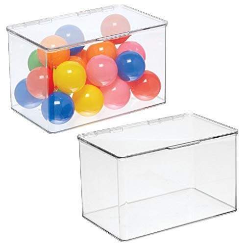 mDesign Juego de 2 Cajas de almacenaje con Tapa – Organizador de Juguetes apilable para la habitación de los niños – Práctico Guarda Juguetes Fabricado en plástico – Transparente mDesign Juego de 2 Cajas de almacenaje con Tapa – Organizador de Juguetes apilable para la habitación de los niños – Práctico Guarda Juguetes Fabricado en plástico – Transparente