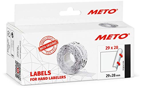 METO 30007371 - Etiquetas para etiquetadora manual (29 x 28 mm, 2 líneas, 3500 unidades, reutilizables, para Meto, Contact, Sato, Avery, Tovel, Samark, etc.) 5 rollos, color blanco