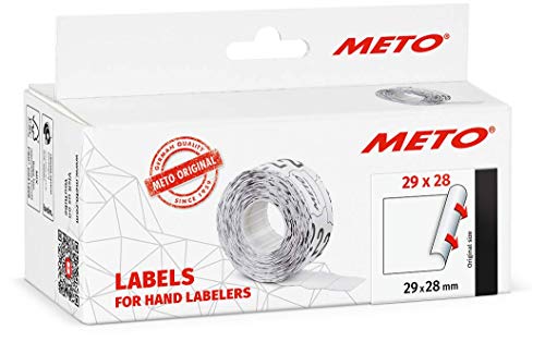 METO 30007371 - Etiquetas para etiquetadora manual (29 x 28 mm, 2 líneas, 3500 unidades, reutilizables, para Meto, Contact, Sato, Avery, Tovel, Samark, etc.) 5 rollos, color blanco METO 30007371 - Etiquetas para etiquetadora manual (29 x 28 mm, 2 líneas, 3500 unidades, reutilizables, para Meto, Contact, Sato, Avery, Tovel, Samark, etc.) 5 rollos, color blanco