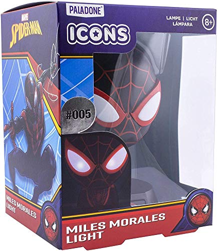 Miles Morales 3D Icon Light BDP | Marvel Spiderman | Lámpara de noche brillante o de escritorio con licencia oficial, regalo perfecto para los fans de superhéroes y cómics | alimentado por 2 pilas AAA