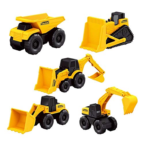 Mini Modelos de Construcción, 5Pcs Aleación Modelo Camiones de Juguete, Diecast Metal Vehículos de Coches Camión Excavadora Navidad Cumpleaños Regalo para Niño
