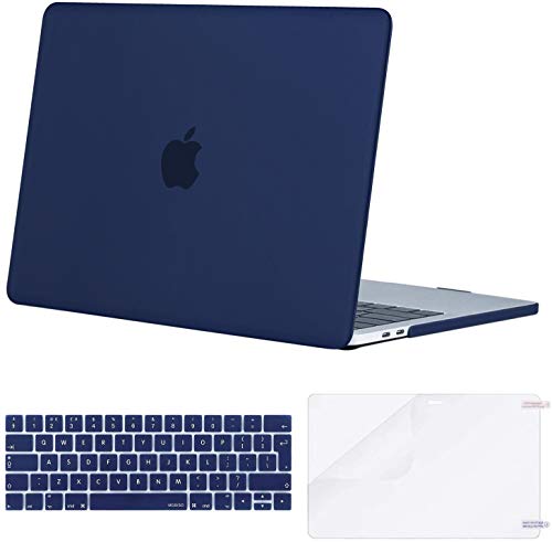 MOSISO Funda Dura Compatible con 2019 2018 2017 2016 MacBook Pro 13 USB-C A2159 A1989 A1706 A1708, Carcasa Plástico&Cubierta de Teclado de Color a Juego&Protector de Pantalla, Azul Marino