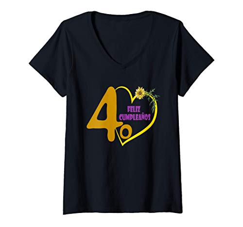 Mujer Feliz Cumpleaños 40 Años, Regalo Dia De Amor Camiseta Cuello V