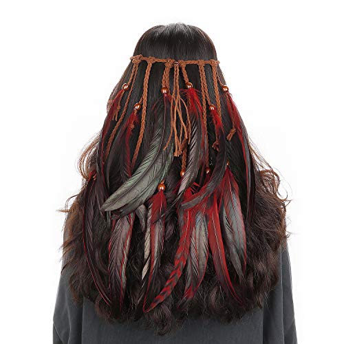 Mwoot Diadema India Plumas Beads Headwear Headband Indio de la Pluma para Mujeres Niñas, 1920s Pluma Cabeza Cadena de pelo Pieza Joyería Accesorios Hefront Mascarada Mwoot Diadema India Plumas Beads Headwear Headband Indio de la Pluma para Mujeres Niñas, 1920s Pluma Cabeza Cadena de pelo Pieza Joyería Accesorios Hefront Mascarada