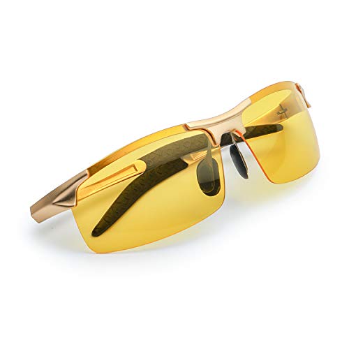 Myiaur Gafas polarizadas HD de la visión nocturna de Deportivas Style para conducir las antideslumbrantes de la lente amarilla 100% UVA UVB protection (dorado, amarillo)