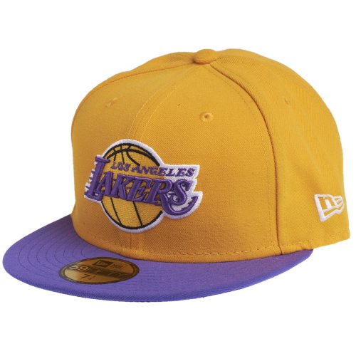 New Era Baseball Cap Mütze NBA Basic LA Lakers 59Fifty Fitted Gorra, Unisex, Amarillo/púrpura, 6 7/8