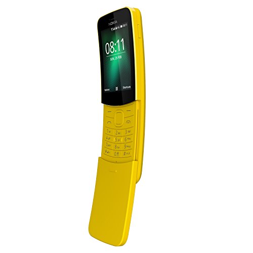 Nokia 8110 - Teléfono móvil Dual SIM (4G, Snapdragon 205, RAM de 512 MB, memoria de 4 GB, cámara de 2 MP, Smart Feature OS) color amarillo