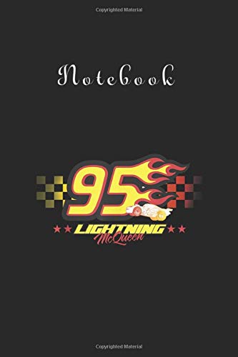 Notebook: Disney Pixar Cars Lightning Mcqueen 95 Flame Graphic 116 Pages Notebook 6in x 9in White Paper Blank with Black Cover for Kids or Friends Best Gift for Love Ones