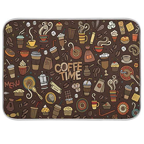 Oarencol Coffee Time - Alfombrilla para secar platos (40,6 x 45,7 cm), color marrón