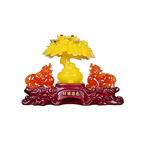 Obra de arte Esculturas Lucky Fortune Tree Decoración Pi Xiu Cornucopia Sala de estar Oficina Pi Xiu Decoración Apertura Regalo Inicio Feng Shui Decoración Colección Estatuas ( Color : Yellow )