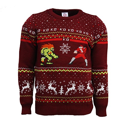 Official Street Fighter Blanka vs Bison Christmas Jumper/Ugly Sweater UK M/US S