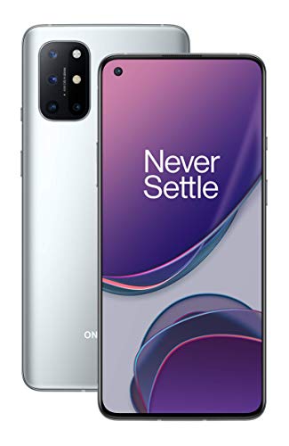 OnePlus 8T Lunar Silver (Plateado Lunar) | Pantalla fluida FHD+ de 6.55" a 120Hz | 8GB de RAM + 128GB de almacenamiento | Cámara cuádruple | Carga Warp de 65W | Dual SIM | 5G | 2 años de garantía