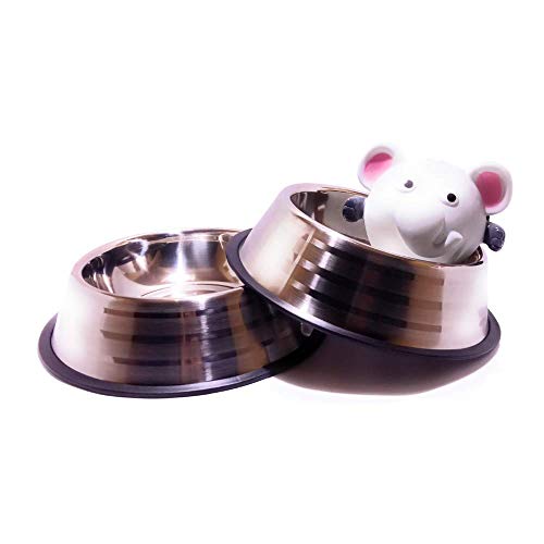 Pack » Comedero y Bebedero Perro Mediano Doble, de Acero Inoxidable, Antideslizante. Platos de Ø 22cm para 500 g de pienso seco + Juguete con Pito ♪ ♫ para morder.(22CM, Elefante) Pack » Comedero y Bebedero Perro Mediano Doble, de Acero Inoxidable, Antideslizante. Platos de Ø 22cm para 500 g de pienso seco + Juguete con Pito ♪ ♫ para morder.(22CM, Elefante)