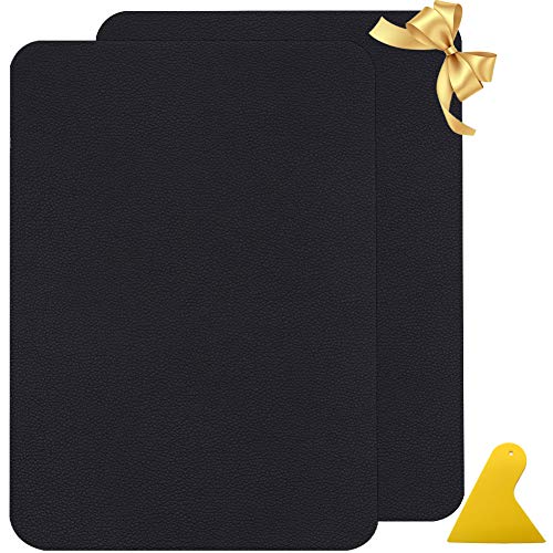 Panngu Alta Viscosidad Kit de Parche de Piel, 2 Piezas AParches de Piel Cuero Artificial - Para asiento de coche, Muebles, Chaqueta, Sofá, Mochila, Quemaduras, Rasgaduras, Manchas. 28 x20 cm ( Negro )