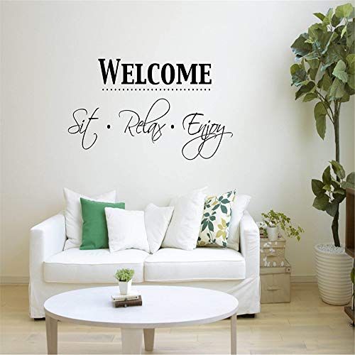 Pared de vinilo Palabra calcomanía Bienvenido Siéntese Relájese Disfrute Pegatinas de pared Decoración para el hogar Sala de estar Adhesivos de pared Adhesivos Ventana de la tienda blanco 87x42 cm Pared de vinilo Palabra calcomanía Bienvenido Siéntese Relájese Disfrute Pegatinas de pared Decoración para el hogar Sala de estar Adhesivos de pared Adhesivos Ventana de la tienda blanco 87x42 cm