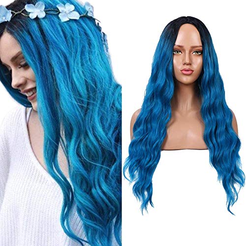 Peluca rubia larga de 28 pulgadas Ombre Peluca rizada ondulada para mujer Peluca de cabello sintético de parte media para Cosplay Fiesta de Halloween Aspecto natural Peluca rubia larga de 28 pulgadas Ombre Peluca rizada ondulada para mujer Peluca de cabello sintético de parte media para Cosplay Fiesta de Halloween Aspecto natural