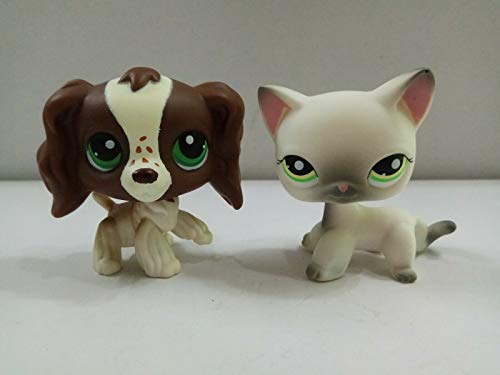 Pet Shop 2pcs/Lot Littlest Brown White Cocker Spaniel Dog Gray Cat LPS#125#156 Pet Shop 2pcs/Lot Littlest Brown White Cocker Spaniel Dog Gray Cat LPS#125#156