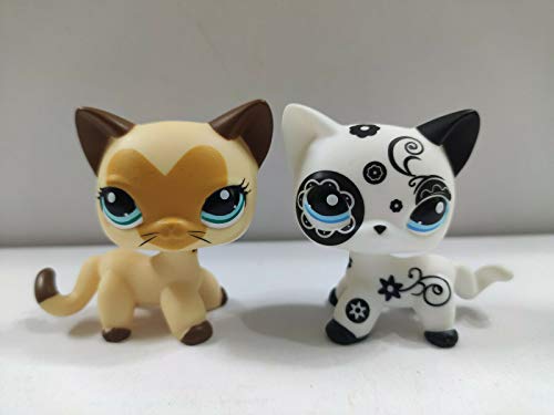 Pet Shop 2pcs/Lot Littlest LPS#3573 Yellow White Short Hair Cat Kid Toy