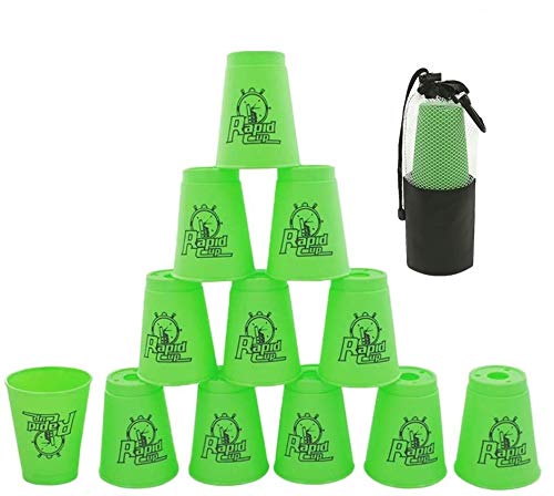 Pila tazas de 12 piezas, copas de apilamiento deportivas para entrenamiento, velocidad de juego, competición partido (verde)