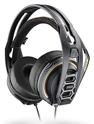 Plantronics RIG 400 Pro HC Binaural Diadema Negro, Oro - Auriculares con micrófono (PC/Juegos, Binaural, Diadema, Negro, Oro, Giratorio, Xbox One, PS4, Laptop, PC) - Compatible con PS5 y XBX