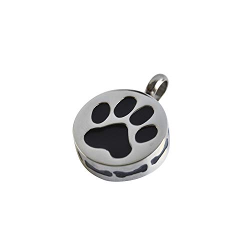 Por Siempre Colgantes para Cenizas de Mascota, Perro o Gato. Huella Eterna. Joyas para Cenizas de Acero Inoxidable de Calidad.