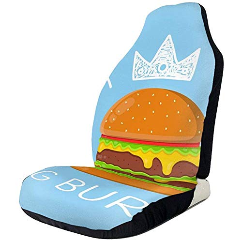 Protector de asiento de vehículo Cubiertas de alfombrilla de coche, King Burger Concept Vector Cartoon Flat y Doodle Illustration