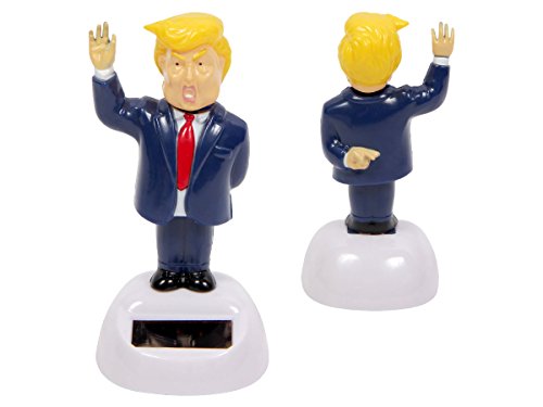 Puckator Solar President Donald Trump Figura Bobble Cabeza Luz Alimentada 10x4.5cm Novedad Hogar Oficina Coche