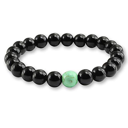 Pulsera De Piedra Brazaletes Muñequera,Clásico Negro Brillante Natural Piedra Pulsera Mujeres Hombres Rojo Verde Perlas Strand Pulseras Pareja A Distancia Esclava Elástica Para Unisex Accessorie Yo