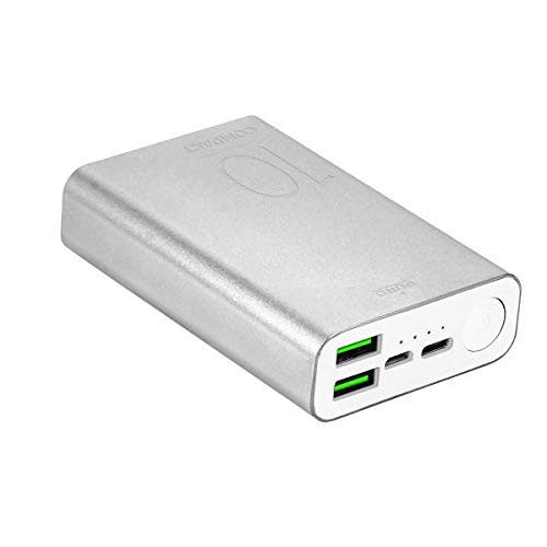 Puro – Batería de Emergencia Externa compacta, tecnología Fast Charge '15 W MAX, batería Polímero, 10 000 mAh, 2 Puertos USB-A + 1 Puerto USB-C, Incluye 1 Cable Micro USB (20 cm) – Plata