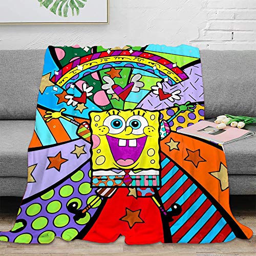 QIAOQIAOLO Manta de viaje para niños con diseño de Bob Esponja, suave, cálida, ligera y decorativa, tamaño 40 x 50 pulgadas