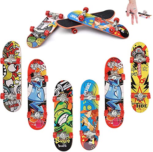 QNFY Finger Skateboard, 6PCS Mini Fingerboard Finger Skate Board Skatepark Juguete Mini Monopatines para Dedos Decoración de Fiestas Niños (Patrón Aleatorio)