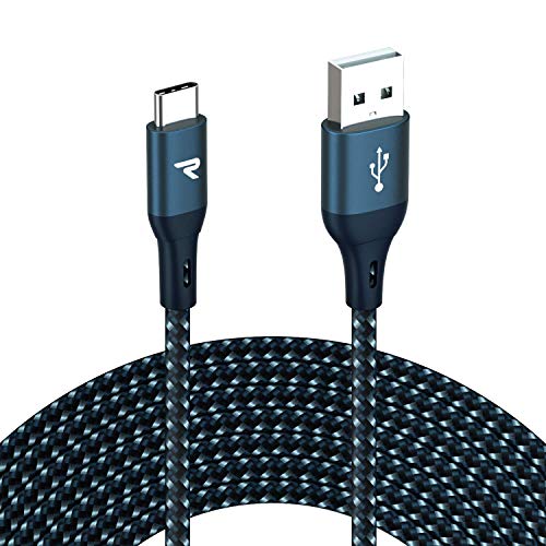 RAMPOW Cable USB Tipo C Cable USB C 3A Carga Rápida Cargador USB C Compatible con Samsung Galaxy, Xiaomi Mi A1/Mi A2, LG, HTC, Sony Xperia XZ y más - 3M, Azul Marino