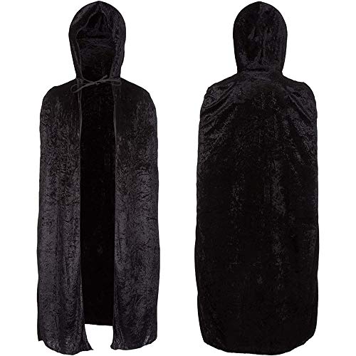 Redstar Fancy Dress - Capa Unisex con Capucha - para Adultos - Ideal para Halloween - Terciopelo Negro