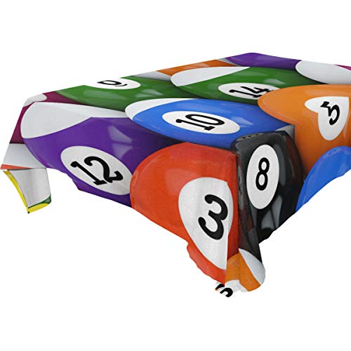 REFFW para Fiestas Bodas Cocina Mesa Cubierta Happy Ball Sport Juego de Billar Colorido 60x108 Pulgadas Comedor Mantel Mantel Rectangular