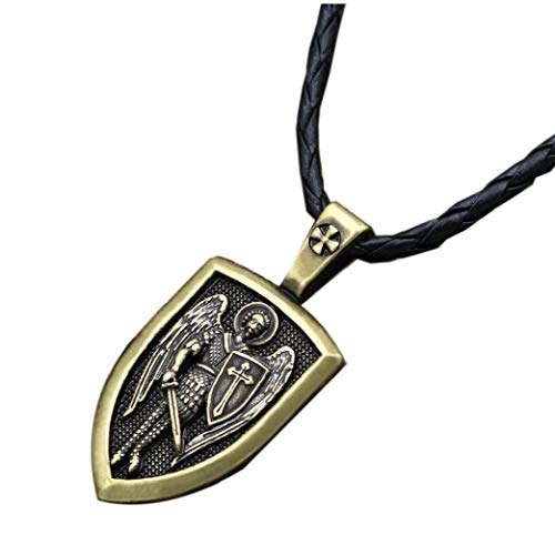 Regalo del Collar De La Vendimia Arcángel San Miguel Protegerme San Protección Escudo Charm Colgante Hombres