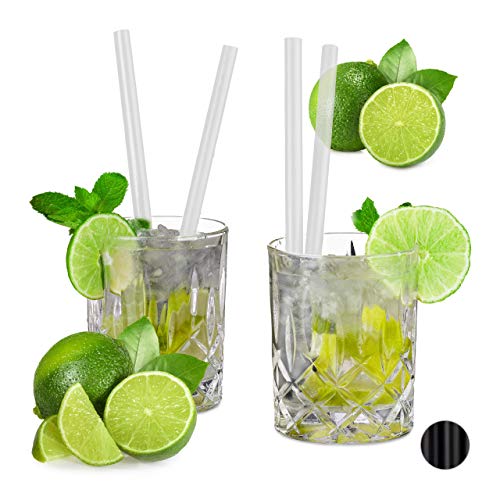 Relaxdays Pajitas, Set de 50 pajitas para cóctel, Plástico duro, 10 mm Ø, Longitud de 20 cm, Transparente Relaxdays Pajitas, Set de 50 pajitas para cóctel, Plástico duro, 10 mm Ø, Longitud de 20 cm, Transparente