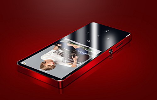 Reproductor MP3 de metal original con pantalla táctil Bluetooth de 8 GB integrado con altavoz fuerte mini reproductor de música con radio FM, grabadora de voz E-book (rojo)