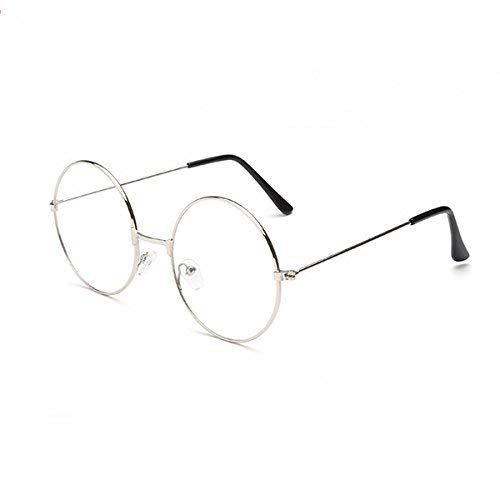 ROSENICE, Gafas redondas Unisex, Retro Gafas de lentes transparentes, Ultraligeras para Cosplay (Plata)