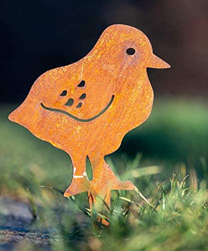 Rostalgie Figuras de Pollitos oxidados en 2 Formas para Encajar en Pascua, Granja, Animales – 1 Unidad, Metal, marrón, Küken stehend