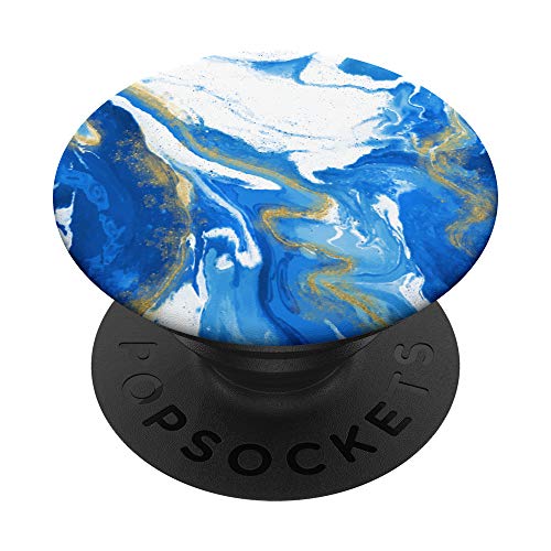 Royal Periwinkle Blue and White Abstract Paint Swirl PopSockets PopGrip: Agarre intercambiable para Teléfonos y Tabletas