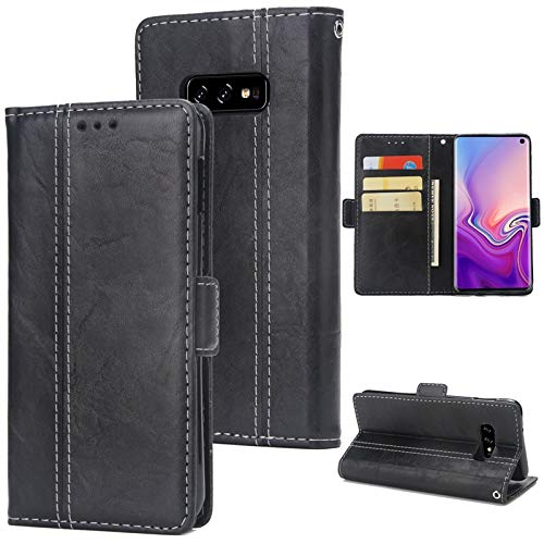 Samsung Galaxy Fundas Retro Business 2 Colors Patchwork Design a prueba de golpes Anti-arañazos Protección completa PU + Funda magnética de cuero para Samsung Galaxy S10e, con soporte para tarjetas Ra