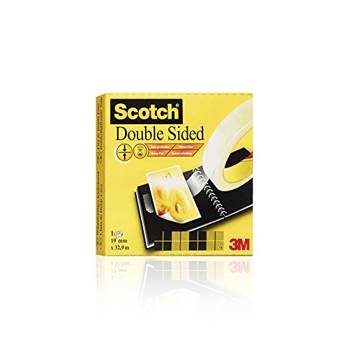 Scotch - Cinta doble cara en caja individual, núcleo ancho, tamaño 19 mm x 33 m