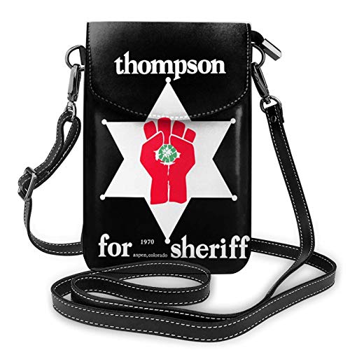 shenguang Drapeau américain par les États-Unis Anciens combattants appartenant à Thompson Sheriff pour femmes en cuir petit sac à main pour téléphone portable sacs à bandoulière noir ta