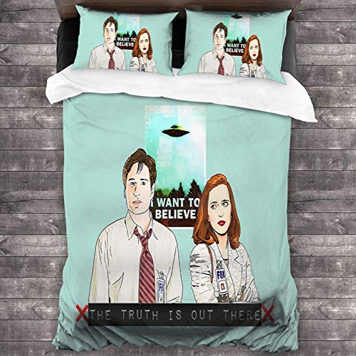 shenguang The X Files The Truth isThere I Want to Believe by Mimie Juegos de Cama de 3 Piezas 100% Lavados, decoración de Dormitorio Textil Simple para el hogar 86 'X70'