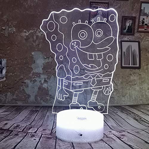 shiyueNB Dibujos Animados Bob Esponja Squarepants 3D Lámpara de luz Nocturna Gradiente 7 Color LED Luz USB Bebé Lámpara de sueño Decoración para el hogar Regalos