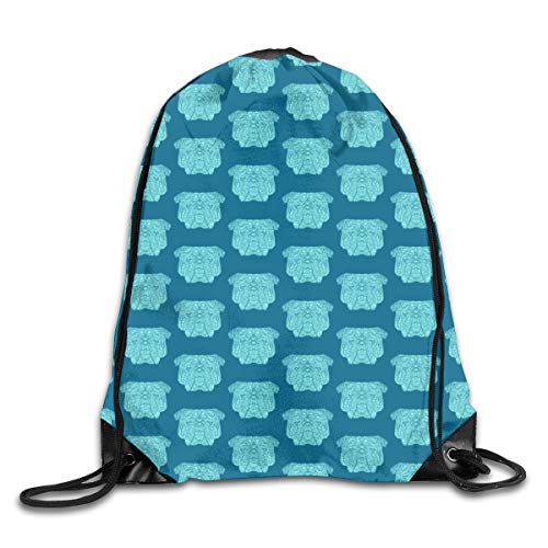 show best Blue British Bulldog Drawstring Gym Bag for Women and Men Polyester Gym Sack String Backpack for Sport Workout, School, Travel, Books 14.17 X 16.9 Inch